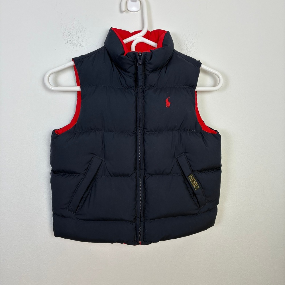 Polo Ralph Lauren Puffer Vest Reversible Navy Red Kids 4T Boys Winter Snow